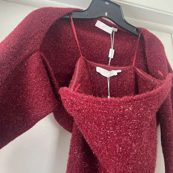 💃🏽🆕 NWT ASTR the Label TAMARA SHRUG AND MINI SWEATER DRESS - Wine - Size M - Picture 12 of 13